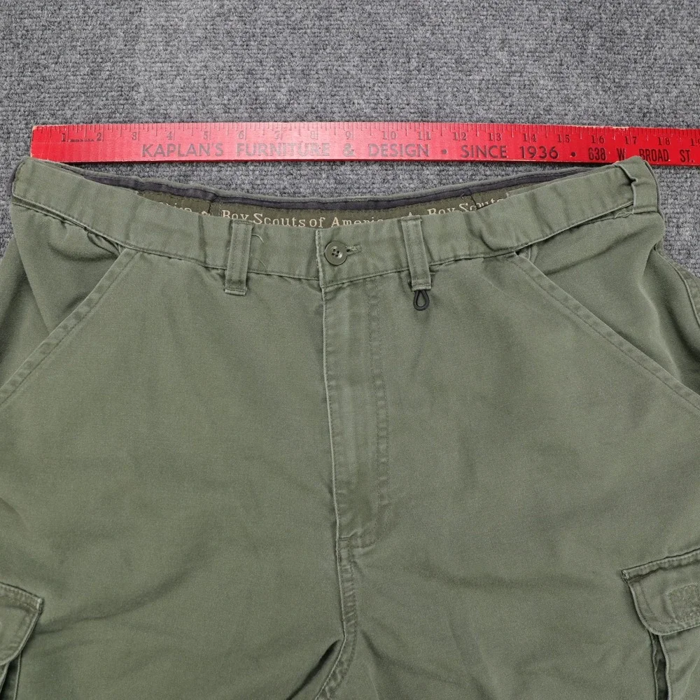 Boy Scouts of America Mens 34 Relaxed Cargo Shorts Olive Green Cotton Blend BSA